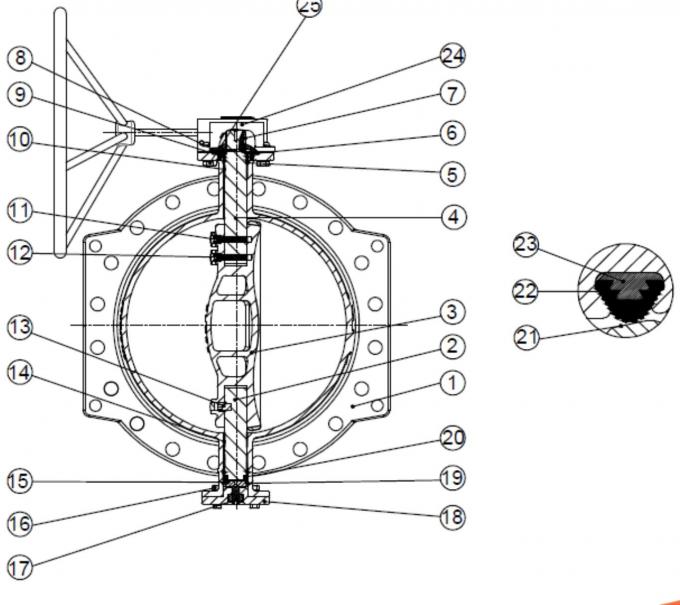 Клапан-бабочка уплотнения ласточкиного хвоста EN593 RAL5010 резиновая
