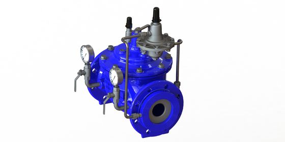 PN16 Дюктильный железный клапан регулирования потока с высокой стойкостью к давлению и голубой отделкой Ral5005 для применения при температуре 0-80°F